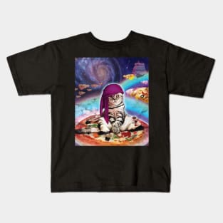 Space Pizza Cat Galaxy T-Shirt Kids T-Shirt